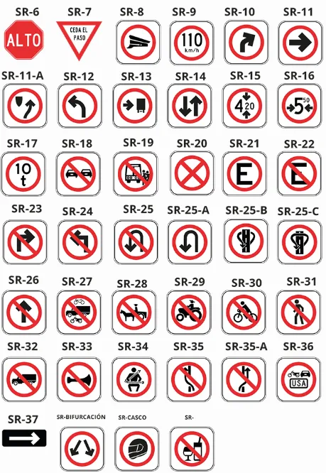 Señalamiento restrictivo tipo SR con materiales retroreflectivos de grado ingeniería